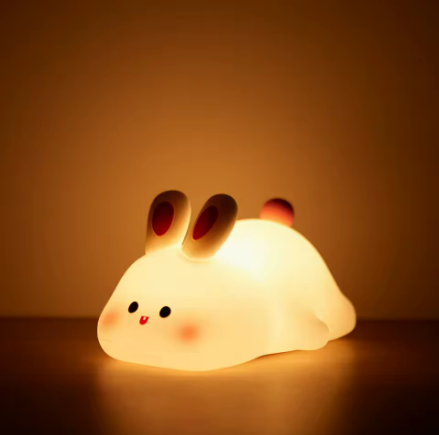 LED Night Lights Cute Sheep Panda Rabbit Silicone Lamp
